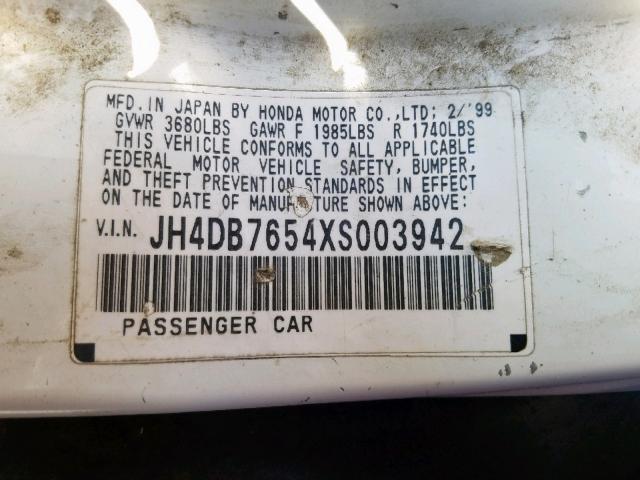 JH4DB7654XS003942 - 1999 ACURA INTEGRA LS WHITE photo 10