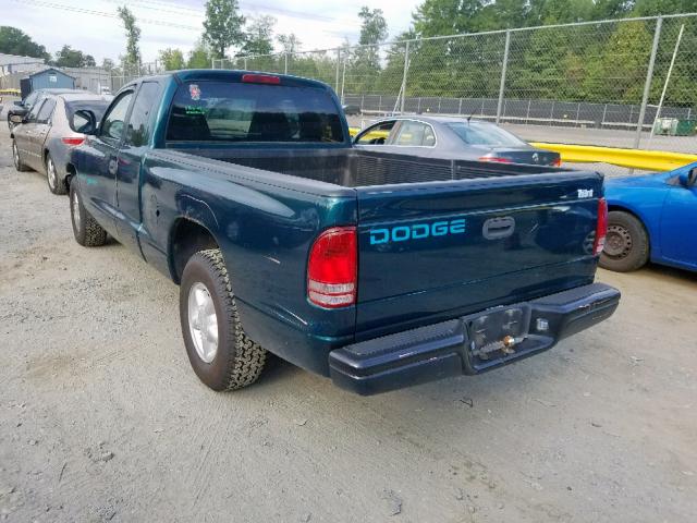 1B7GL23XXVS255793 - 1997 DODGE DAKOTA GREEN photo 3