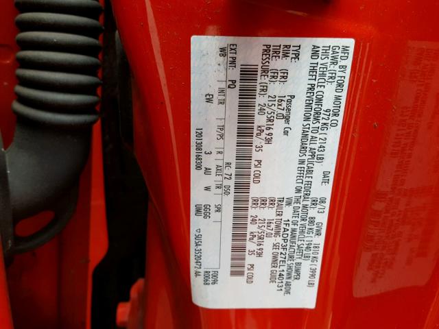 1FADP3F27EL140131 - 2014 FORD FOCUS SE RED photo 10