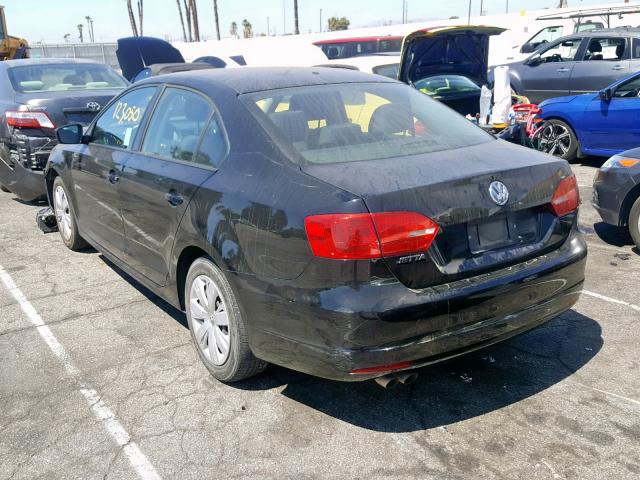 3VW2K7AJ5CM384309 - 2012 VOLKSWAGEN JETTA BASE BLACK photo 3