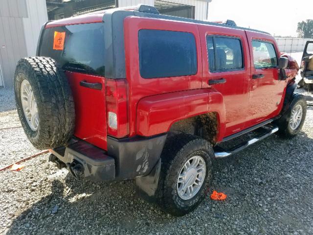 5GTEN13E298152230 - 2009 HUMMER H3 RED photo 4