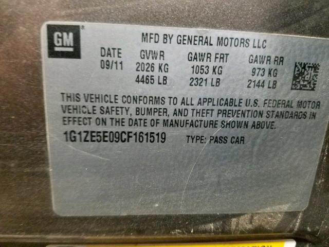 1G1ZE5E09CF161519 - 2012 CHEVROLET MALIBU LTZ ყავისფერი ფოტო 10