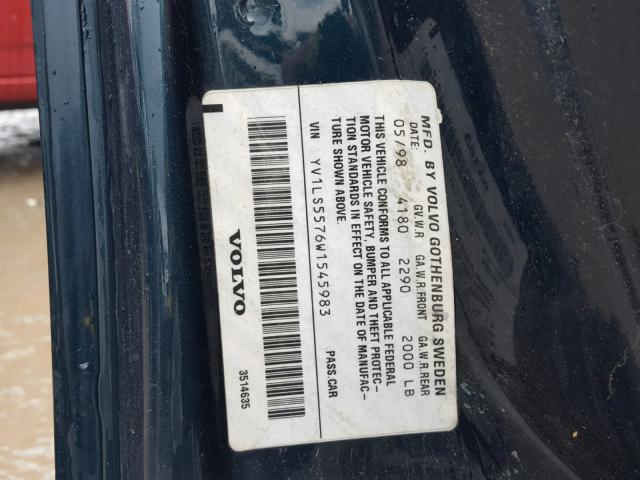 YV1LS5576W1545983 - 1998 VOLVO S70 BLUE photo 10