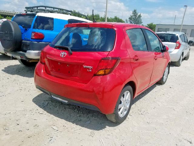 VNKKTUD35FA034621 - 2015 TOYOTA YARIS RED photo 4