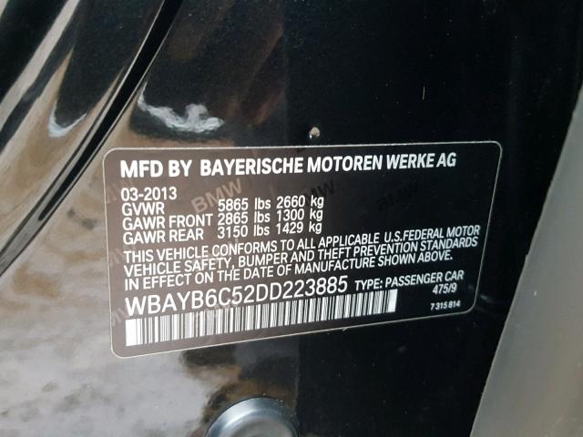 WBAYB6C52DD223885 - 2013 BMW 750 XI BLACK photo 10