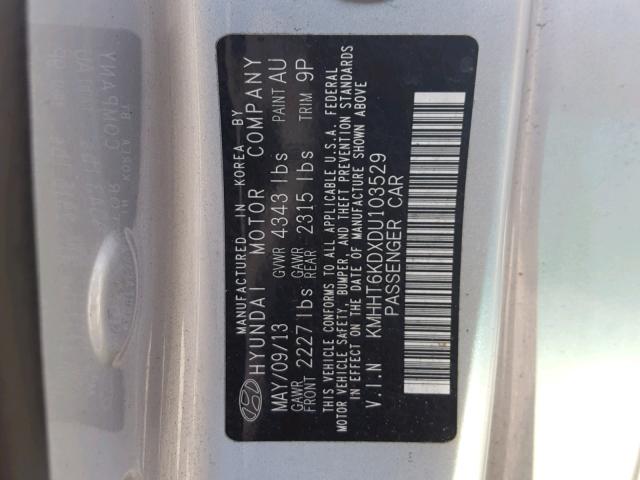 KMHHT6KDXDU103529 - 2013 HYUNDAI GENESIS CO SILVER photo 10