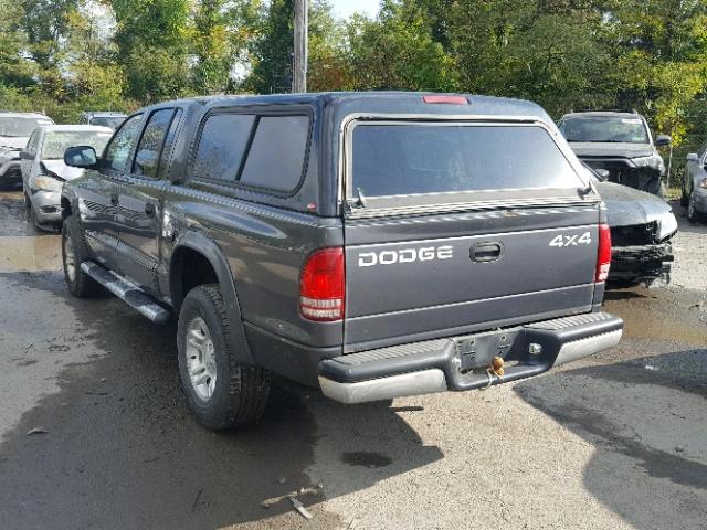 1B7HG38NX2S591722 - 2002 DODGE DAKOTA QUA GRAY photo 3