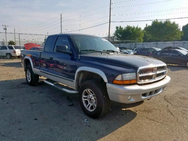 1D7HG42N44S747535 - 2004 DODGE DAKOTA SLT BLUE photo 1