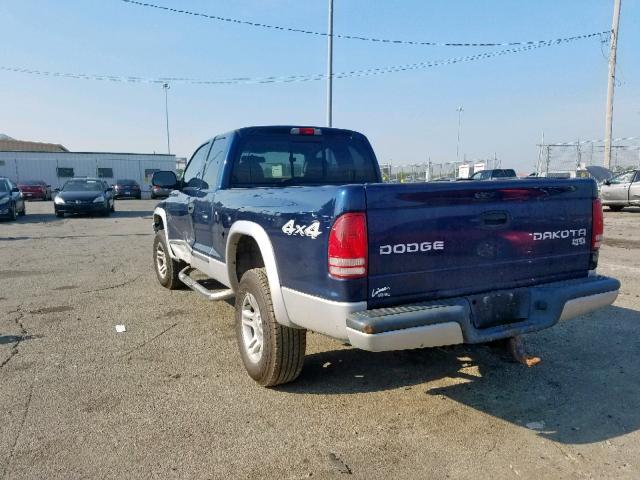 1D7HG42N44S747535 - 2004 DODGE DAKOTA SLT BLUE photo 3