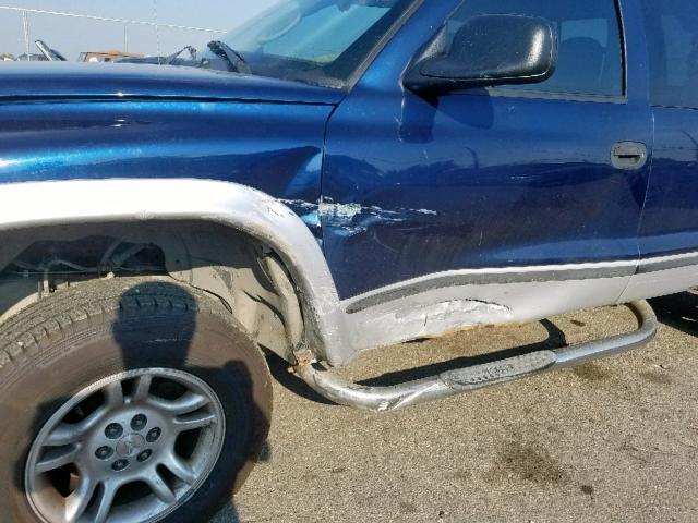 1D7HG42N44S747535 - 2004 DODGE DAKOTA SLT BLUE photo 9