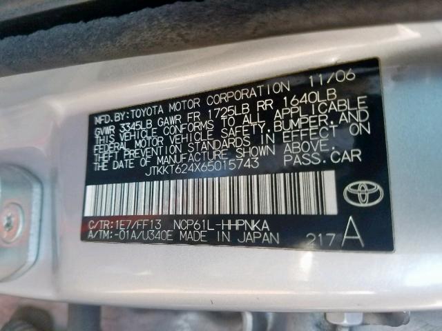 JTKKT624X65015743 - 2006 TOYOTA SCION XA ORANGE photo 10