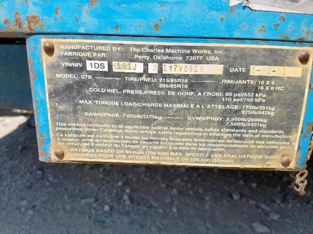 1DSB181J3117V0816 - 2001 CHAR TRAILER BLUE photo 10