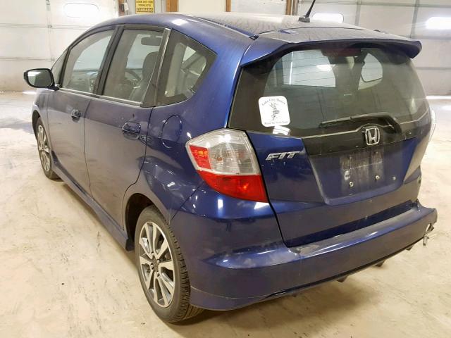 JHMGE8H67DC010096 - 2013 HONDA FIT SPORT BLUE photo 3