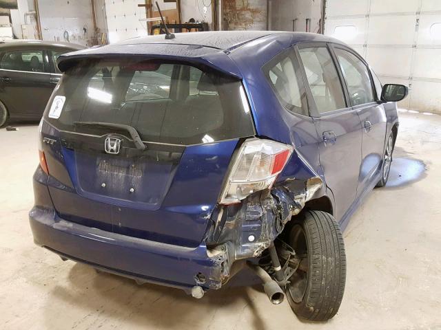 JHMGE8H67DC010096 - 2013 HONDA FIT SPORT BLUE photo 4