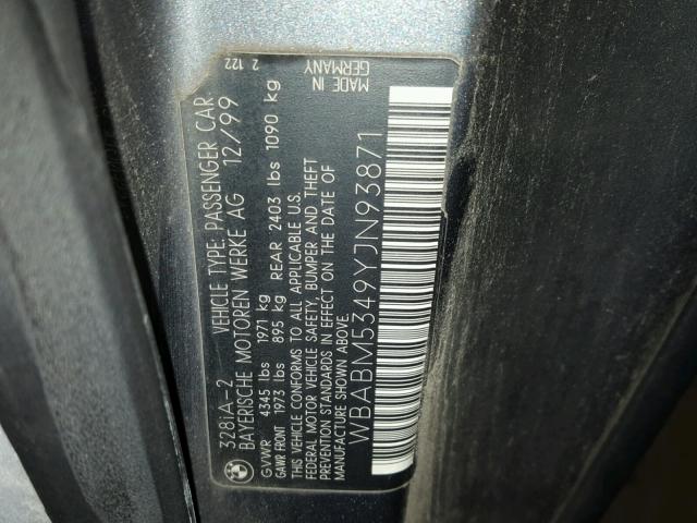 WBABM5349YJN93871 - 2000 BMW 328 CI GRAY photo 10