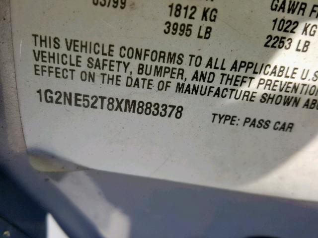 1G2NE52T8XM883378 - 1999 PONTIAC GRAND AM S SILVER photo 10