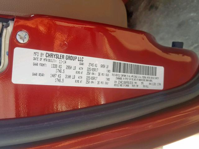 2C4RC1BG0FR618318 - 2015 CHRYSLER TOWN & COU RED photo 10