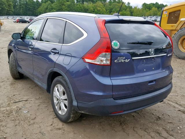 2HKRM4H71EH656044 - 2014 HONDA CR-V EXL BLUE photo 3