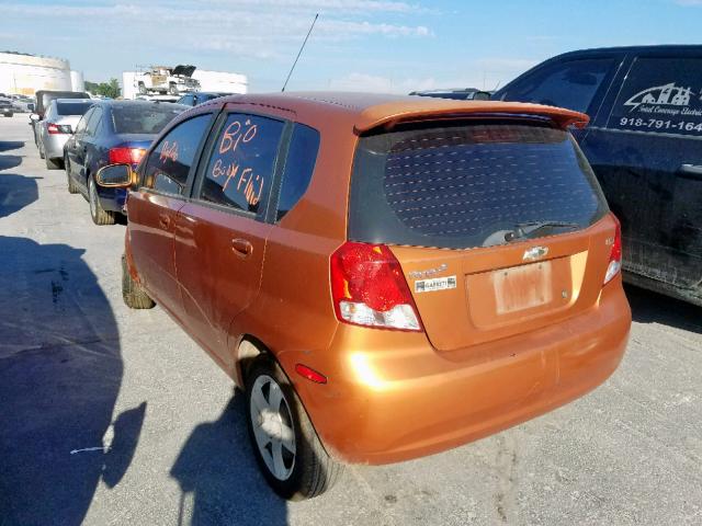 KL1TD66687B792517 - 2007 CHEVROLET AVEO BASE ნარინჯისფერი ფოტო 3