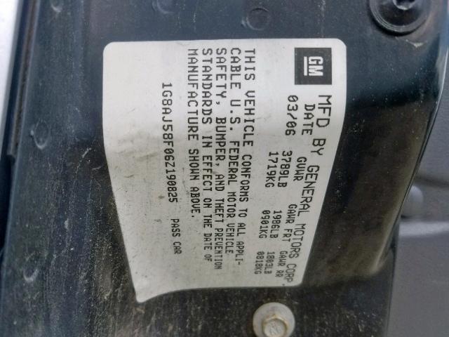 1G8AJ58F06Z190825 - 2006 SATURN ION LEVEL SILVER photo 10
