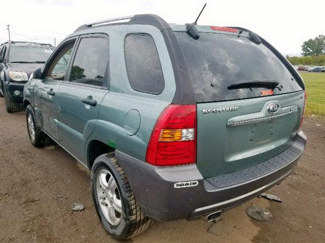 KNDJE723377374013 - 2007 KIA SPORTAGE E GREEN photo 3