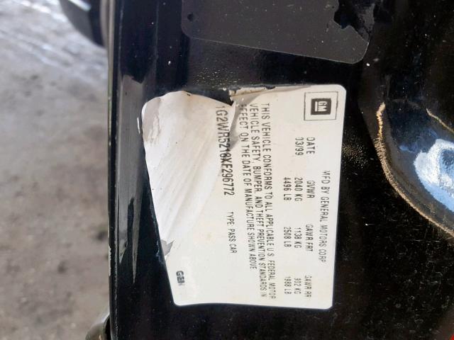 1G2WR5218XF296772 - 1999 PONTIAC GRAND PRIX BLACK photo 10
