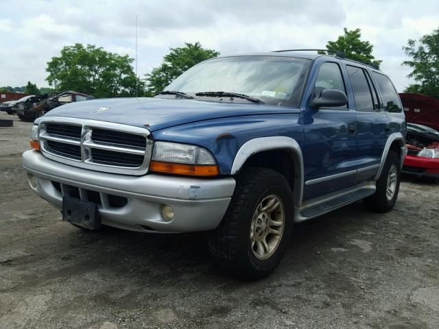 1B4HS58N22F101578 - 2002 DODGE DURANGO SL BLUE photo 2