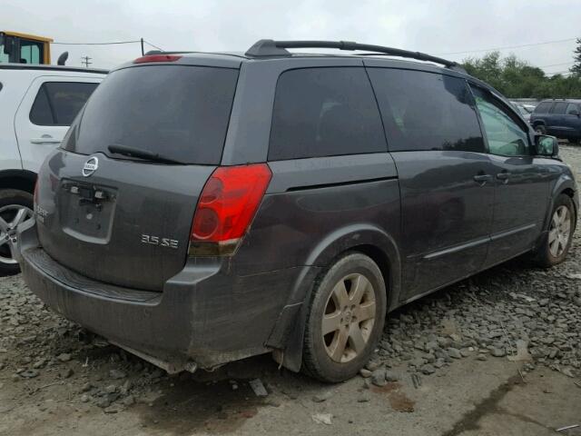 5N1BV28U94N322427 - 2004 NISSAN QUEST S GRAY photo 4