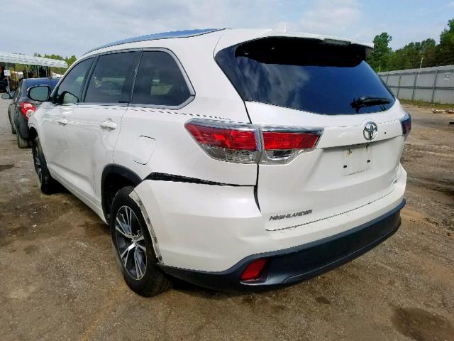 5TDKKRFH4GS153346 - 2016 TOYOTA HIGHLANDER WHITE photo 3