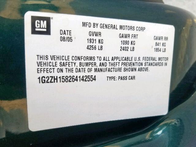 1G2ZH158264142554 - 2006 PONTIAC G6 GT GREEN photo 10