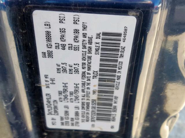 3B7KF23Z01G815258 - 2001 DODGE RAM 2500 BLUE photo 10