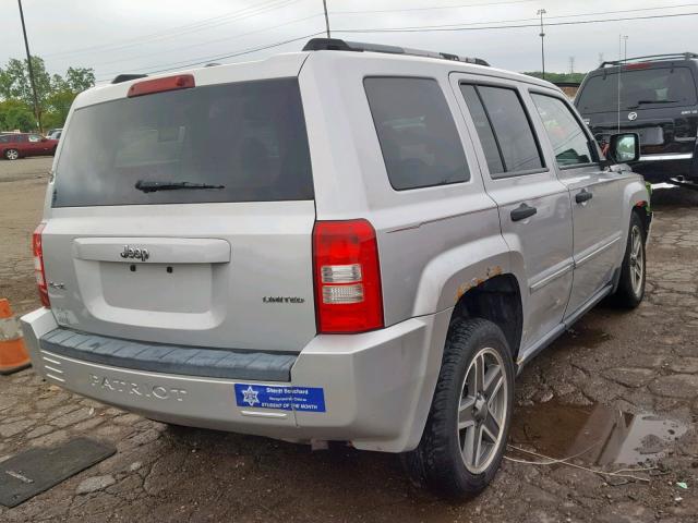 1J8FF48W68D785100 - 2008 JEEP PATRIOT LI SILVER photo 4