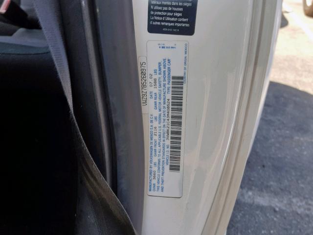 3VWBK21C43M408524 - 2003 VOLKSWAGEN NEW BEETLE 白色 照片 10