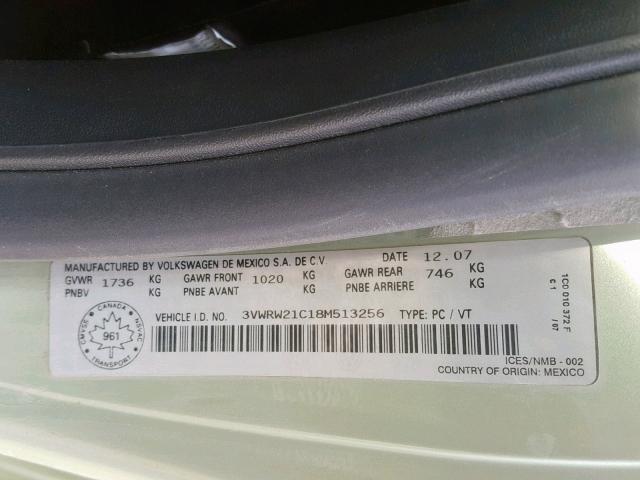 3VWRW21C18M513256 - 2008 VOLKSWAGEN NEW BEETLE Grün Foto 10