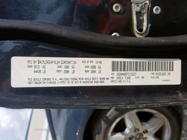 1B3HB48B97D152227 - 2007 DODGE CALIBER SX BLUE photo 10