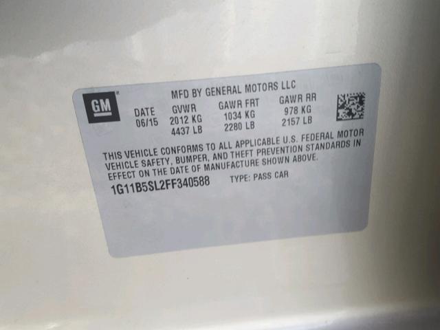 1G11B5SL2FF340588 - 2015 CHEVROLET MALIBU LS 金色 照片 10