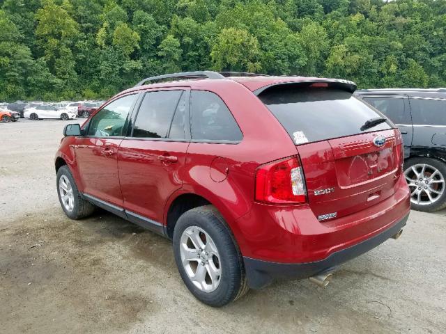 2FMDK4JC0DBB81371 - 2013 FORD EDGE SEL RED photo 3