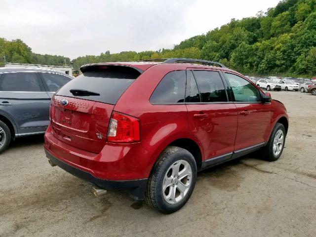 2FMDK4JC0DBB81371 - 2013 FORD EDGE SEL RED photo 4