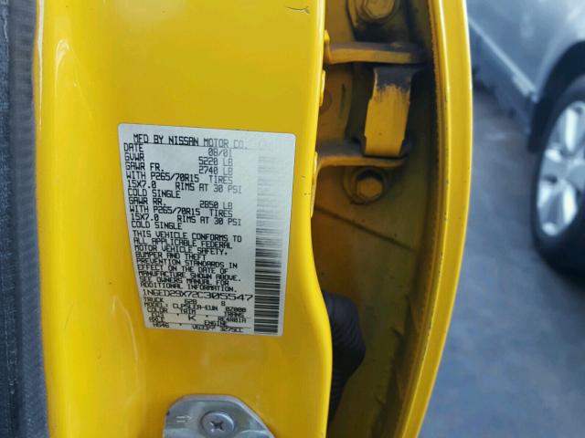 1N6ED29X72C305547 - 2002 NISSAN FRONTIER C YELLOW photo 10