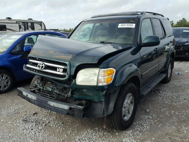 5TDZT38A11S012752 - 2001 TOYOTA SEQUOIA LI GREEN photo 2