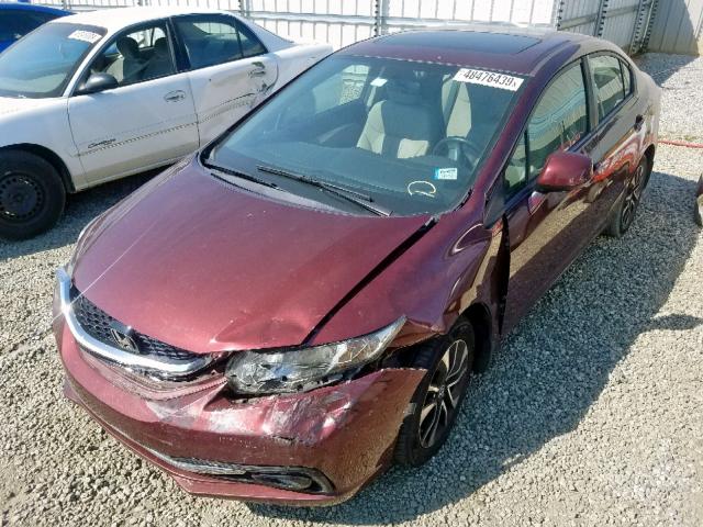 19XFB2F9XDE021490 - 2013 HONDA CIVIC EXL 栗色 照片 2