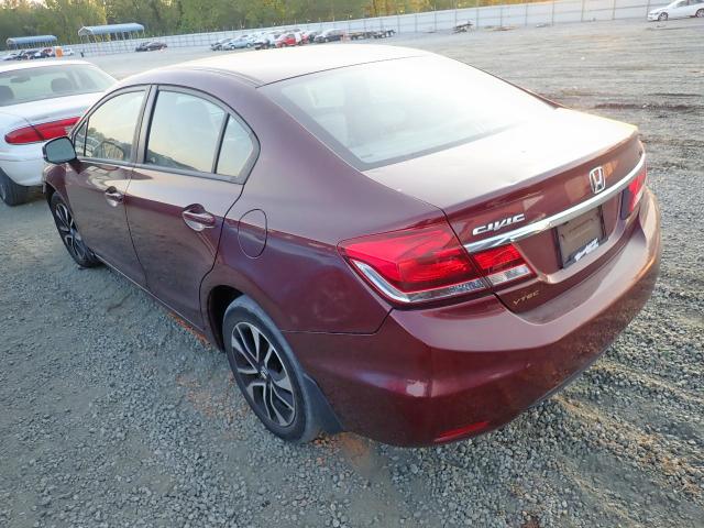 19XFB2F9XDE021490 - 2013 HONDA CIVIC EXL 栗色 照片 3