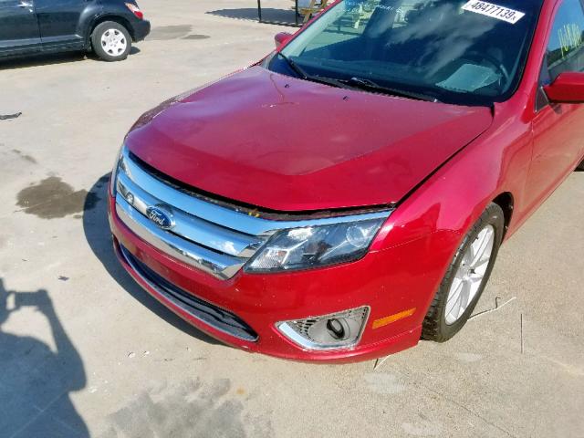 3FAHP0JG0CR412696 - 2012 FORD FUSION SEL RED photo 9