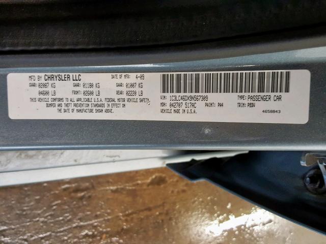 1C3LC46DX9N567309 - 2009 CHRYSLER SEBRING LX GRAY photo 10