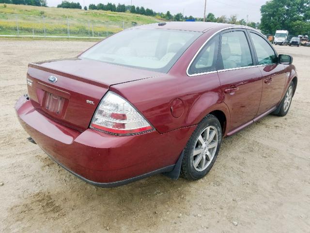 1FAHP24W58G184563 - 2008 FORD TAURUS SEL MAROON photo 4