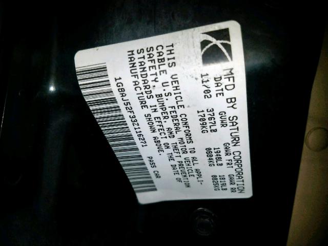 1G8AJ52F33Z116271 - 2003 SATURN ION LEVEL TAN photo 10