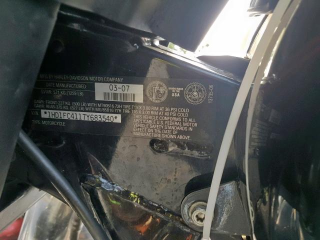 1HD1FC4117Y683540 - 2007 HARLEY-DAVIDSON FLHTCUI GRAY photo 10