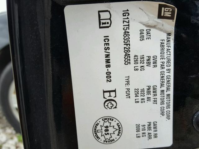 1G1ZT54835F284555 - 2005 CHEVROLET MALIBU LS 黑色 照片 10