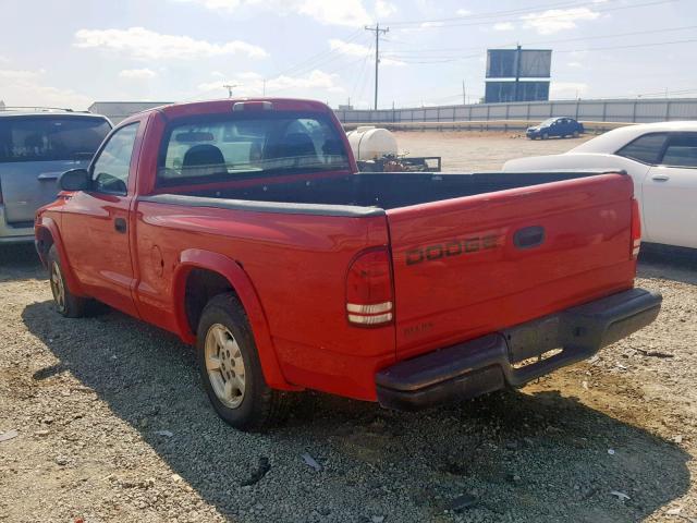 1B7FL26X91S301485 - 2001 DODGE DAKOTA RED photo 3