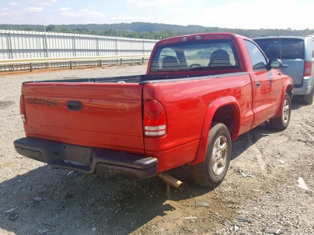 1B7FL26X91S301485 - 2001 DODGE DAKOTA RED photo 4